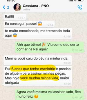 Mensagem de aluno(a) aprovado(a) na OAB